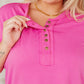 On A Whim Pink Raw Hem Henley Tee Womens Tops   