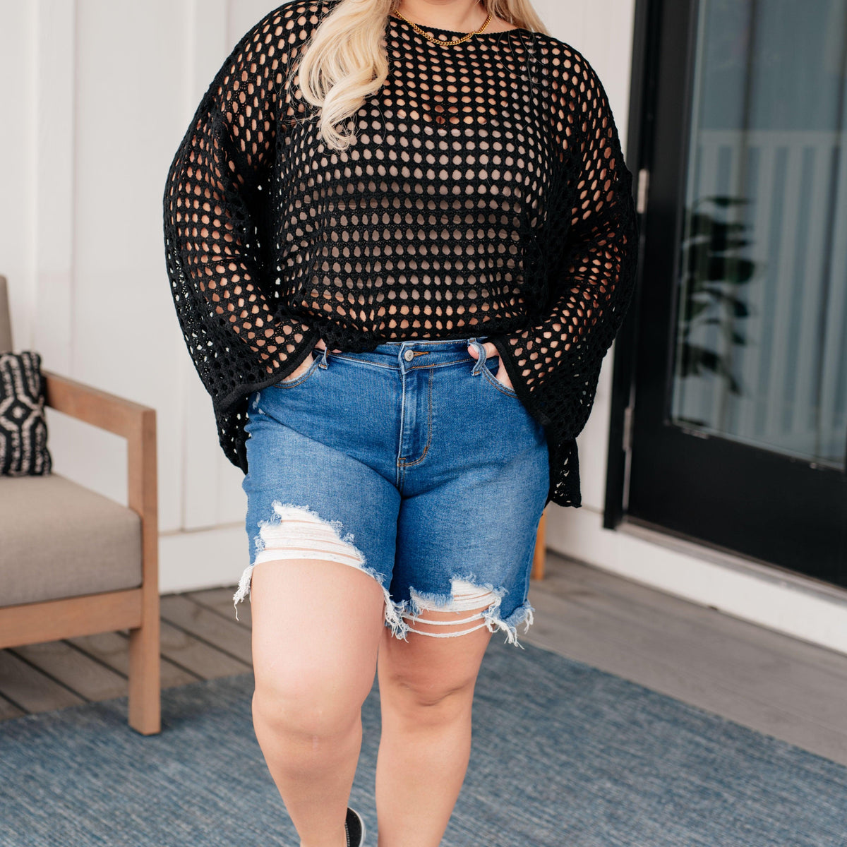 Ask Anyway Fishnet Sweater - Three Mad Hatters Mercantile 