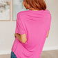 On A Whim Pink Raw Hem Henley Tee Womens Tops   