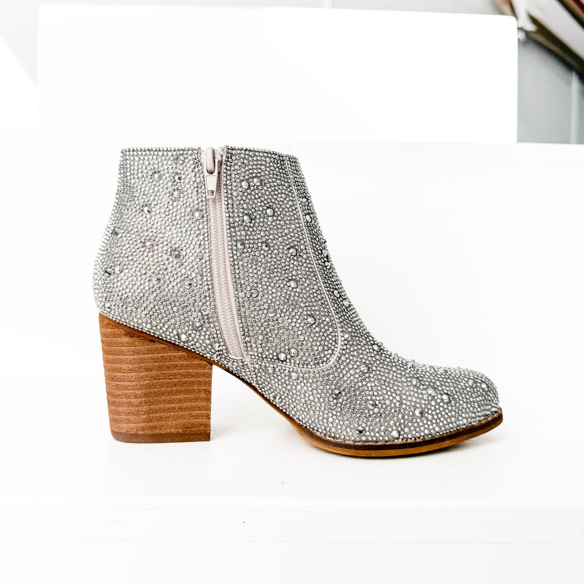 Shine Star Rhinestone Bootie in Silver