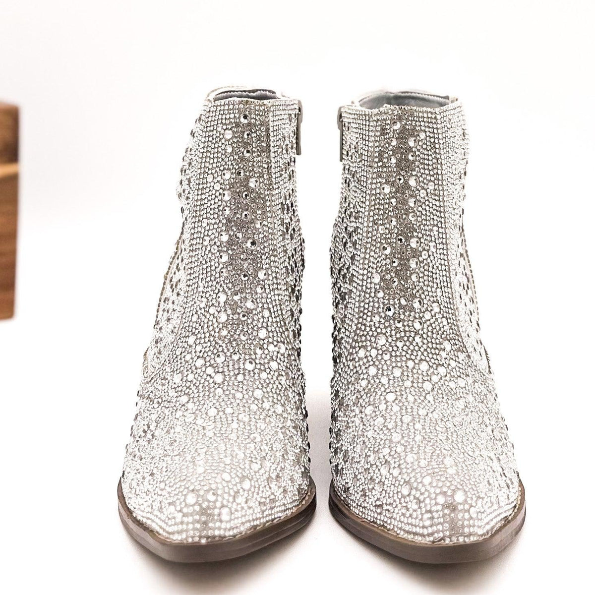 Shine Star Rhinestone Bootie in Silver - Three Mad Hatters Mercantile 