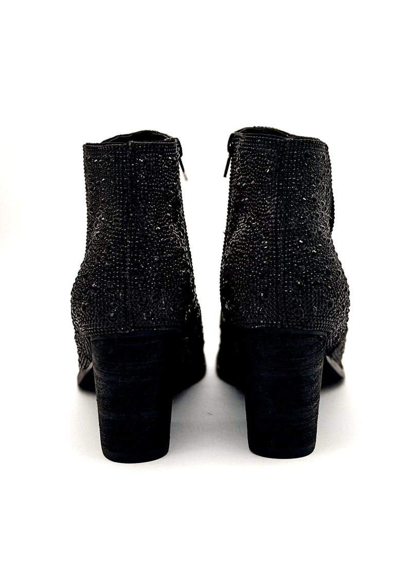 Shine Star Rhinestone Bootie in Black Shoes   