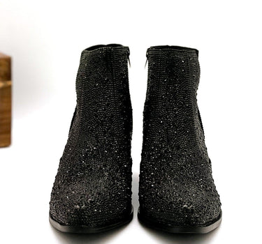 Shine Star Rhinestone Bootie in Black