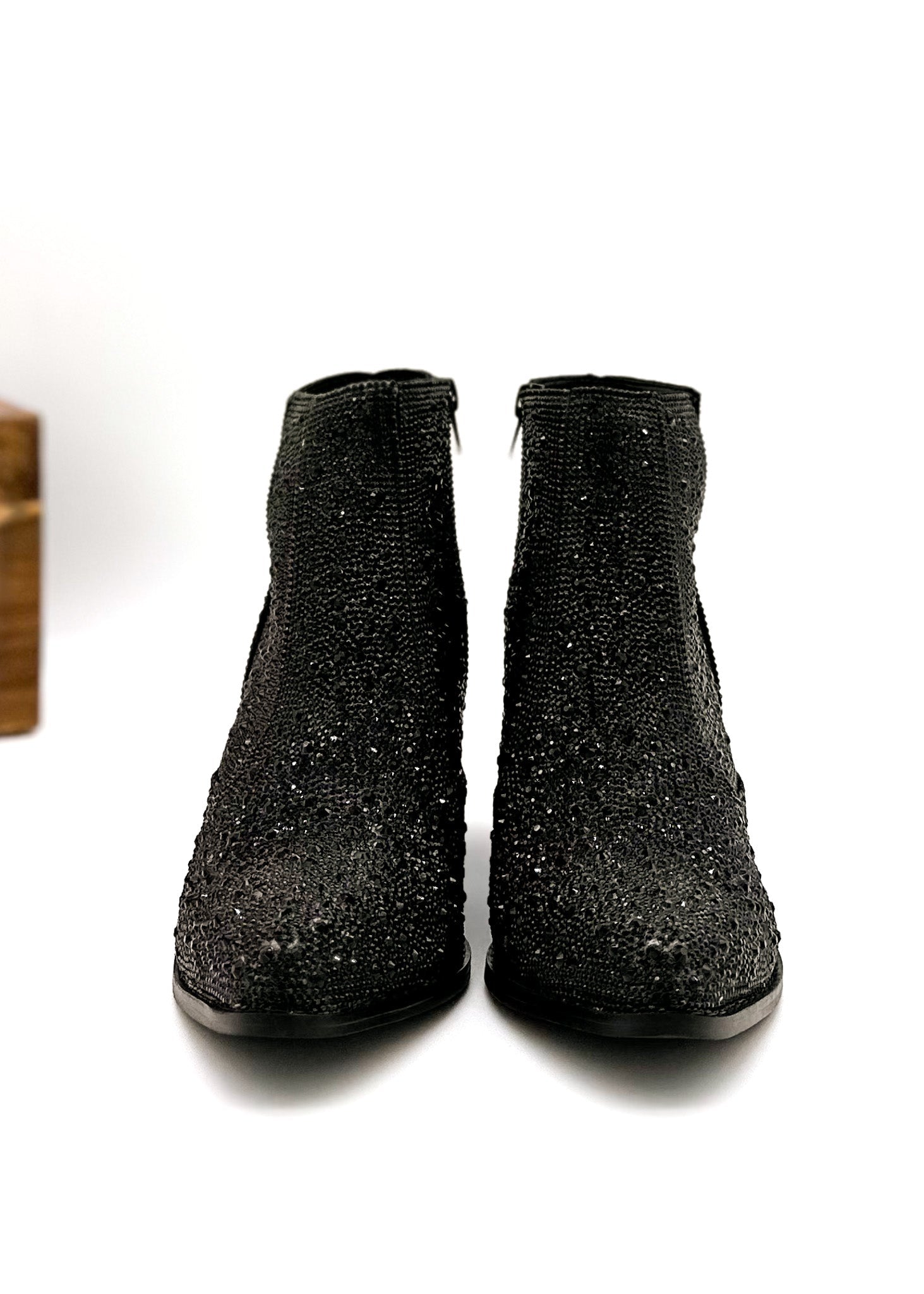 Shine Star Rhinestone Bootie in Black Shoes   