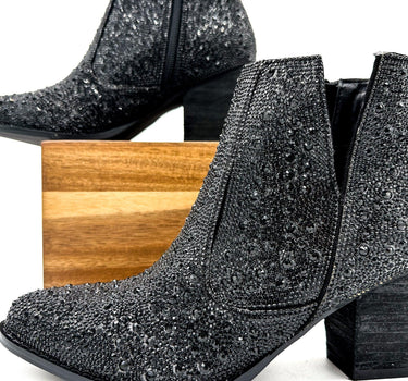 Shine Star Rhinestone Bootie in Black