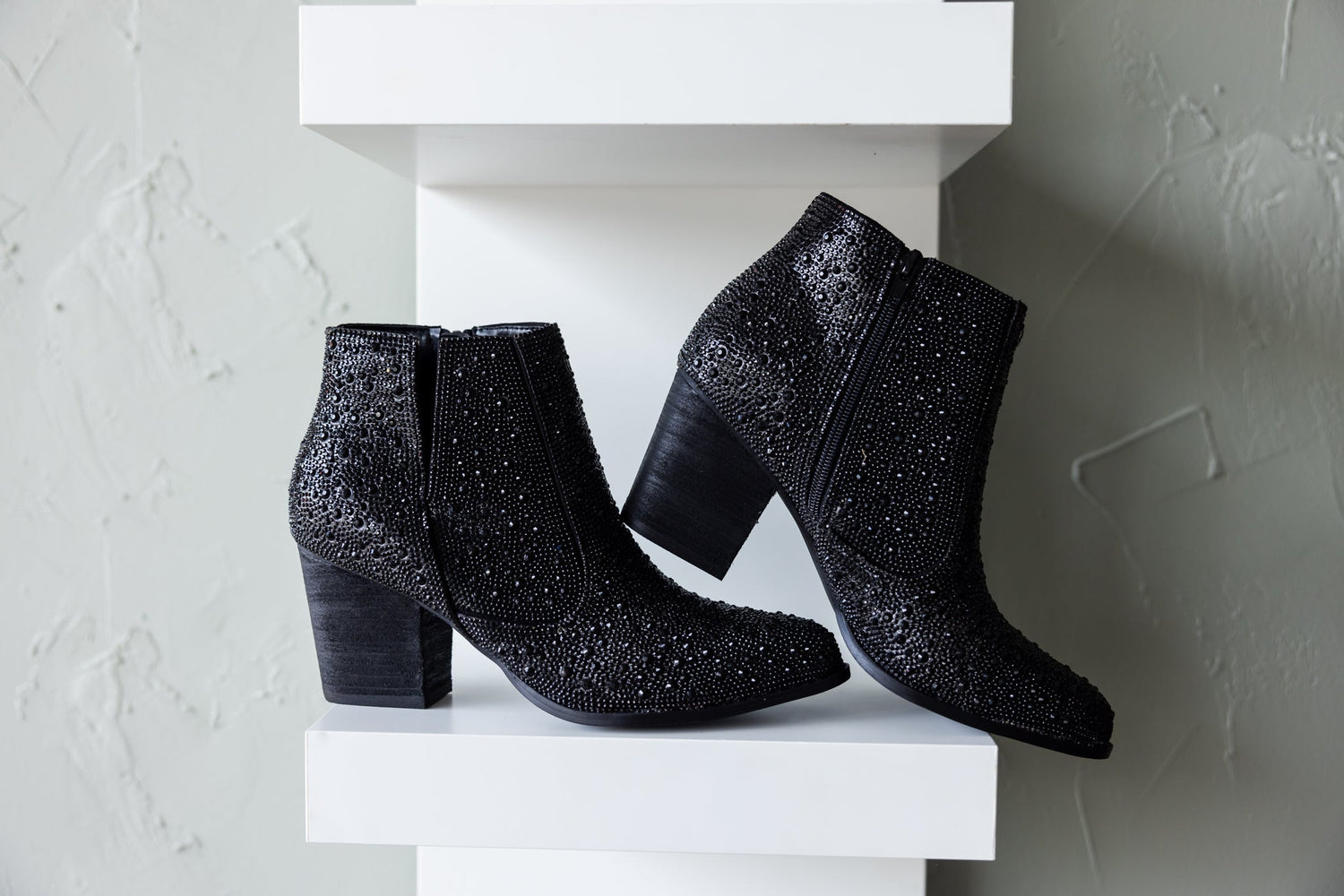 Shine Star Rhinestone Bootie in Black Shoes   