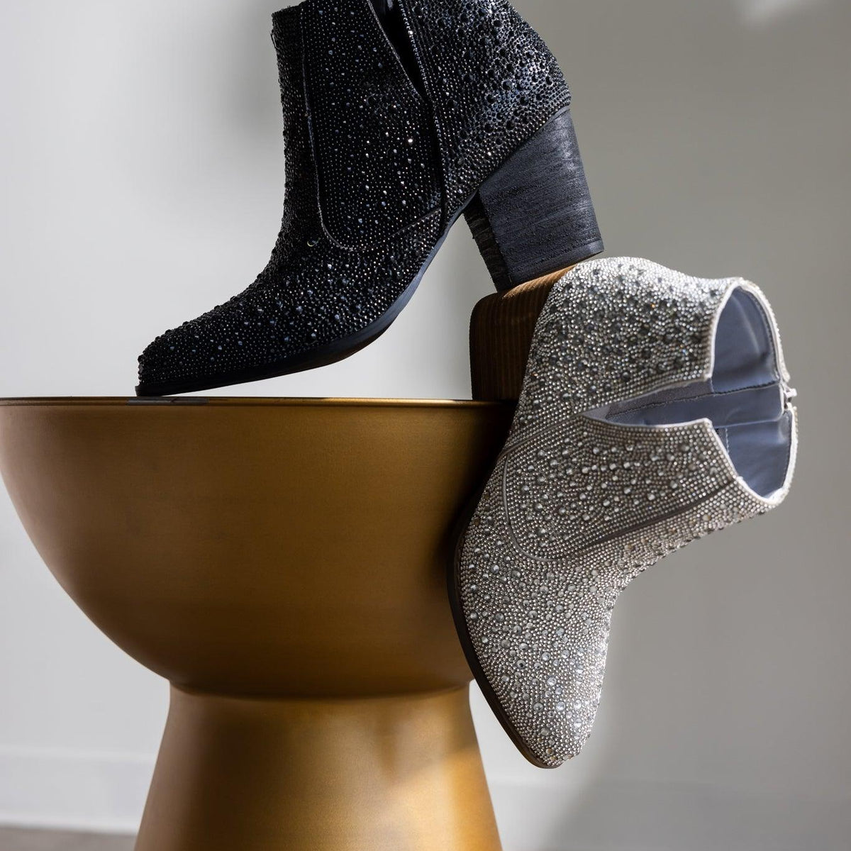 Shine Star Rhinestone Bootie in Silver - Three Mad Hatters Mercantile 