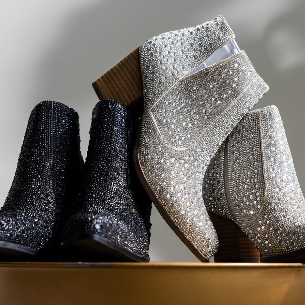 Shine Star Rhinestone Bootie in Silver - Three Mad Hatters Mercantile 