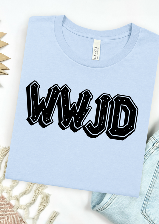 WWJD Graphic Tee graphic tee Shirt XS Baby Blue