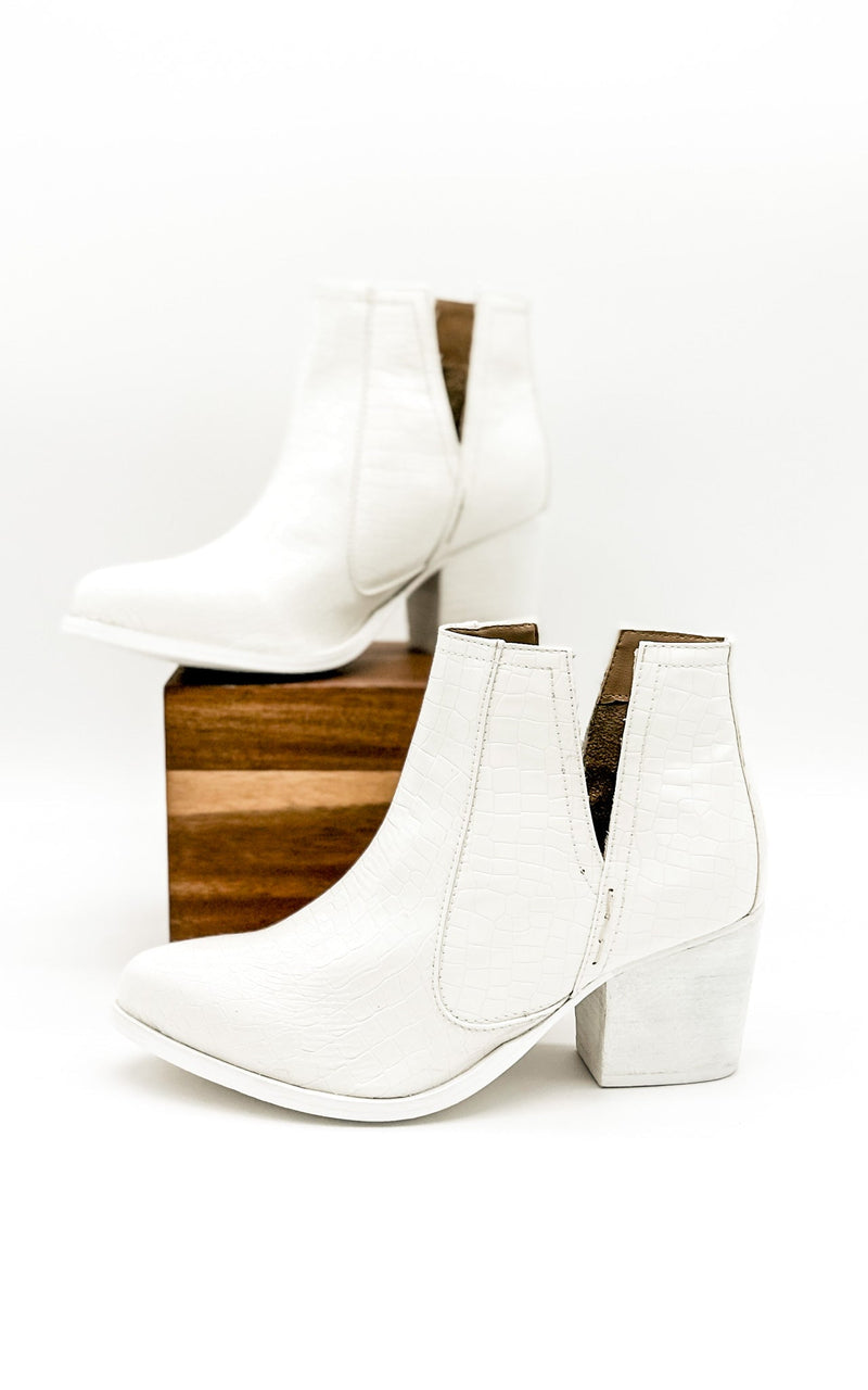 Tarim Bootie in White Croc Shoes   