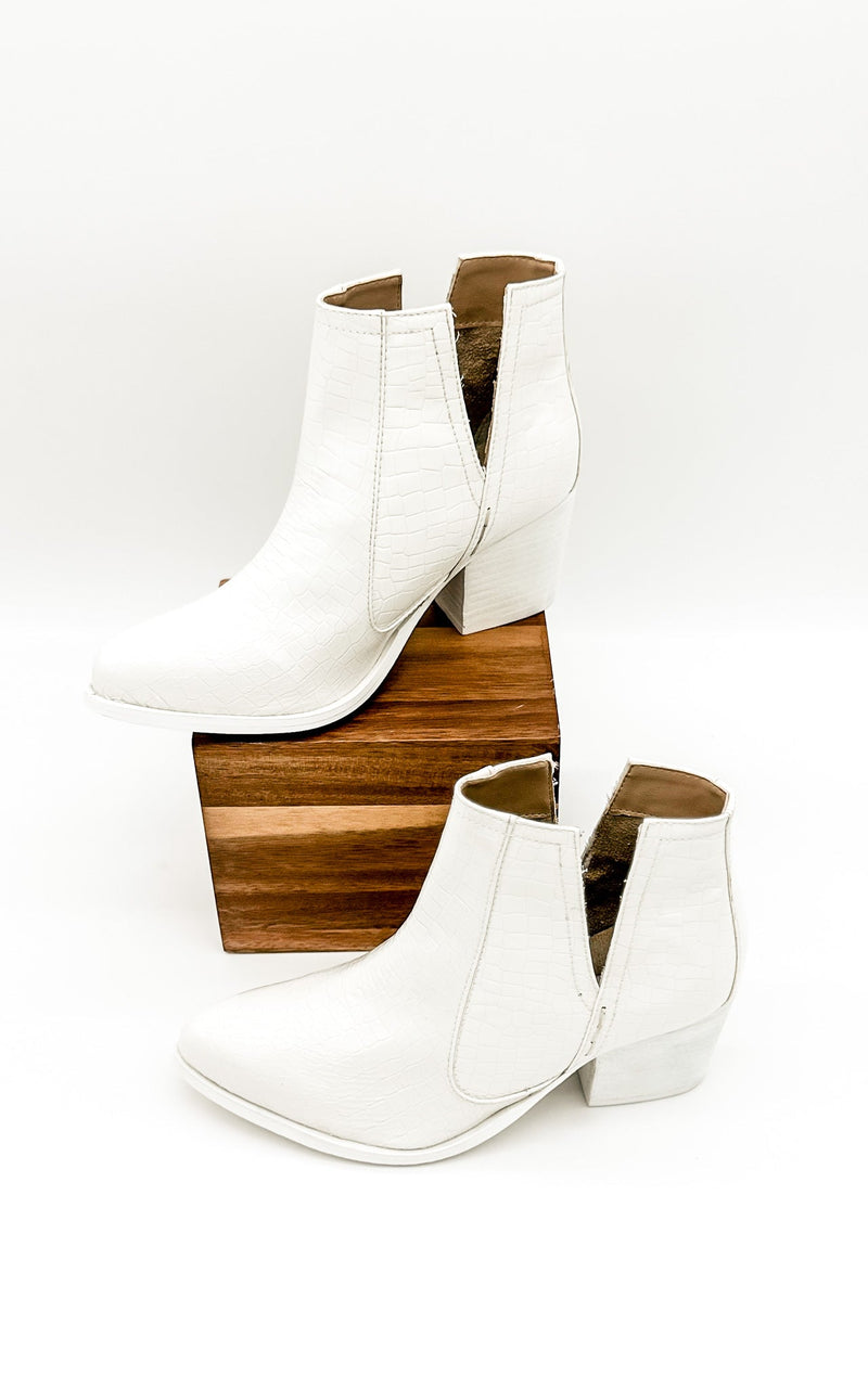 Tarim Bootie in White Croc Shoes   