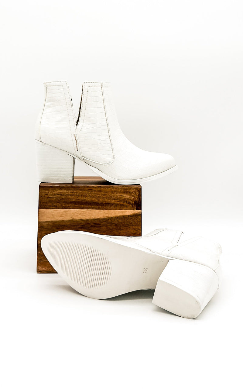 Tarim Bootie in White Croc Shoes   