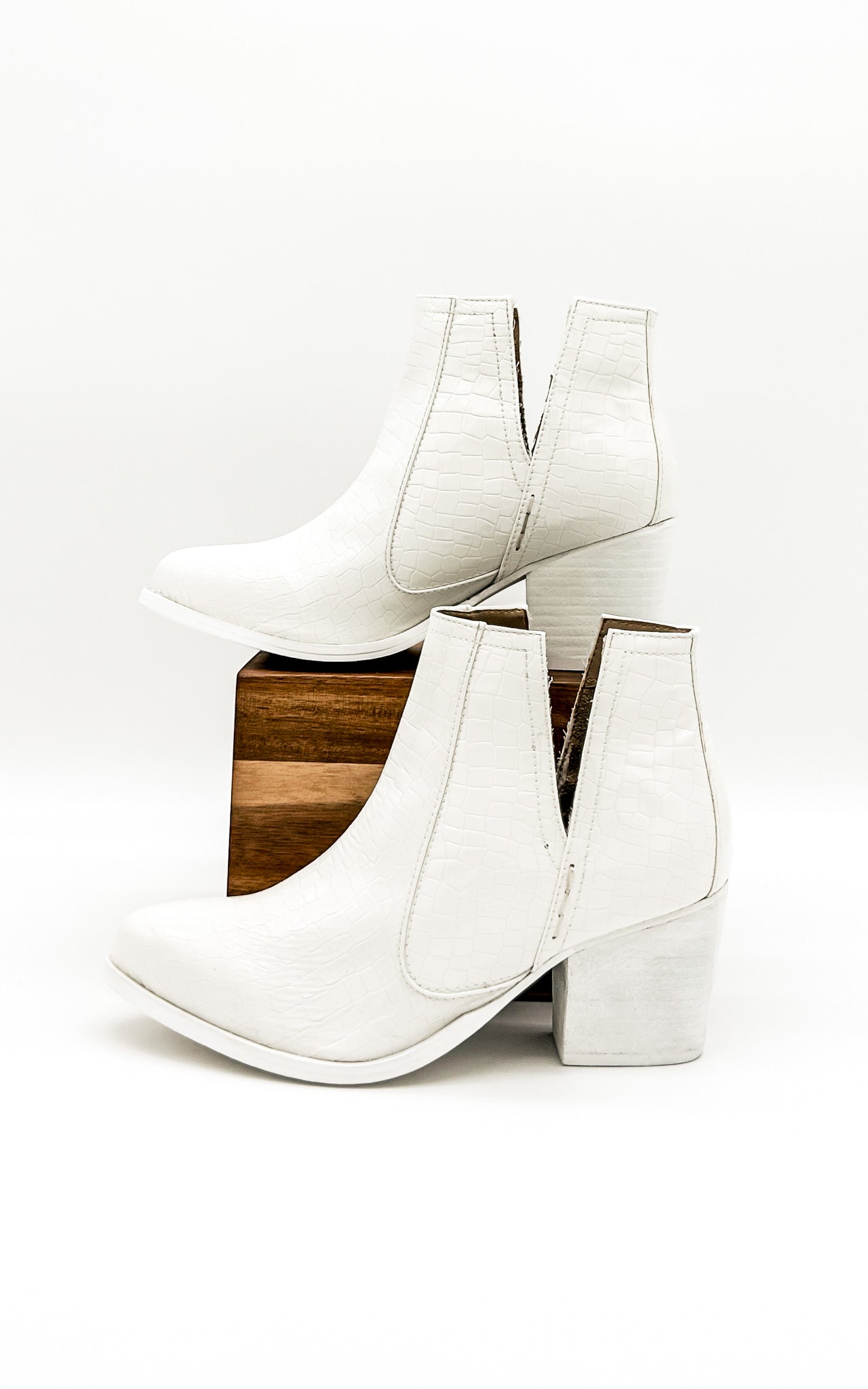 Tarim Bootie in White Croc Shoes   