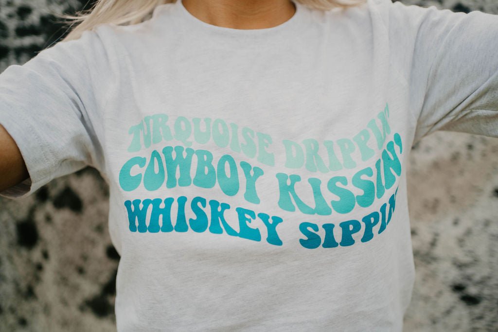 Turquoise Drippin' Western Graphic Tee Graphic Tees   