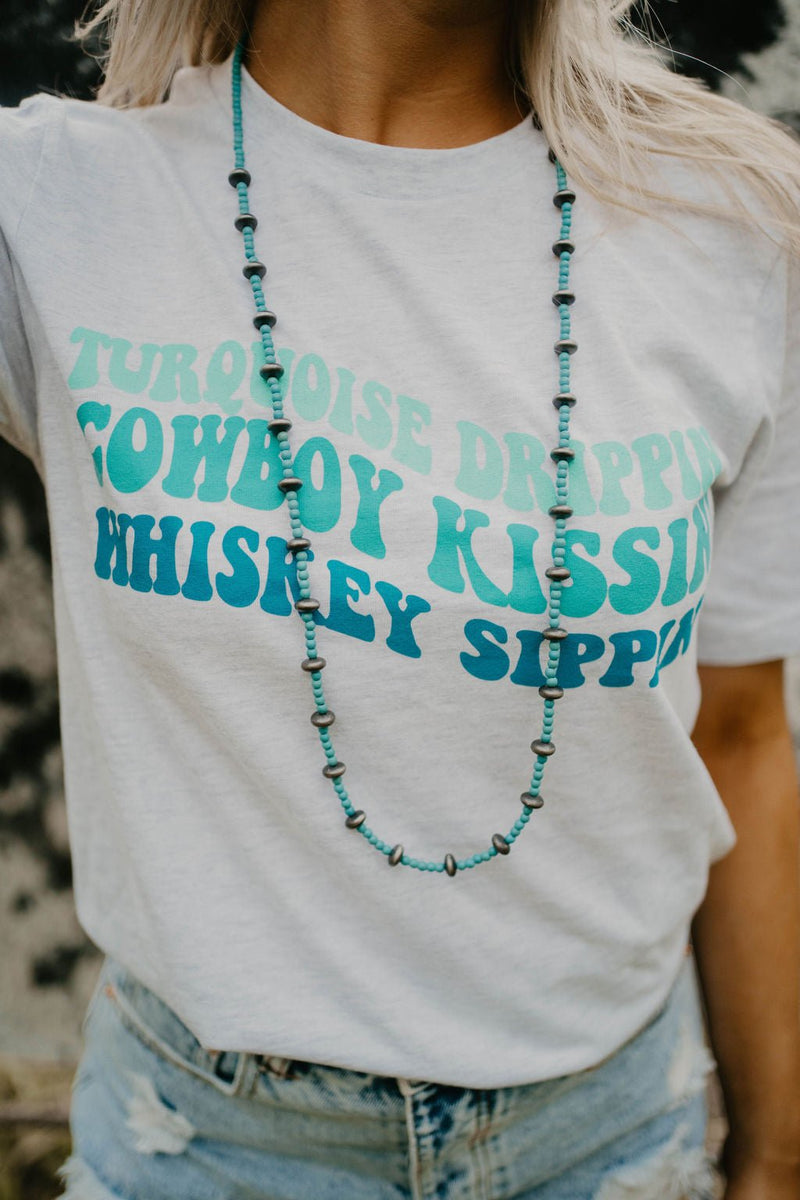 Turquoise Drippin' Western Graphic Tee Graphic Tees   