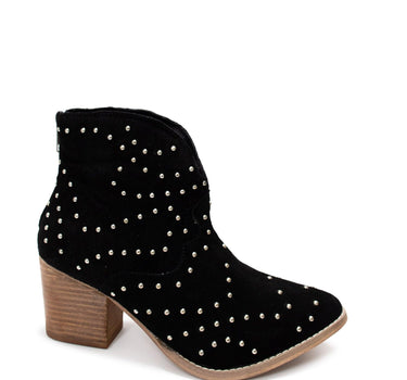 Twilight Studded Heeled Ankle Boot in Black