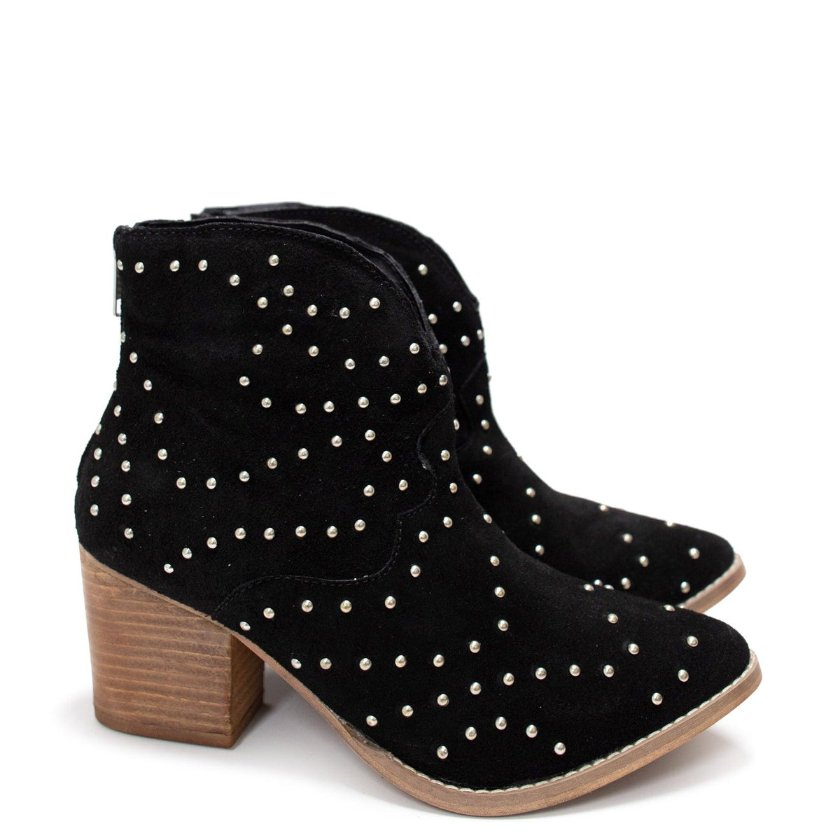 Twilight Studded Heeled Ankle Boot in Black - Three Mad Hatters Mercantile 