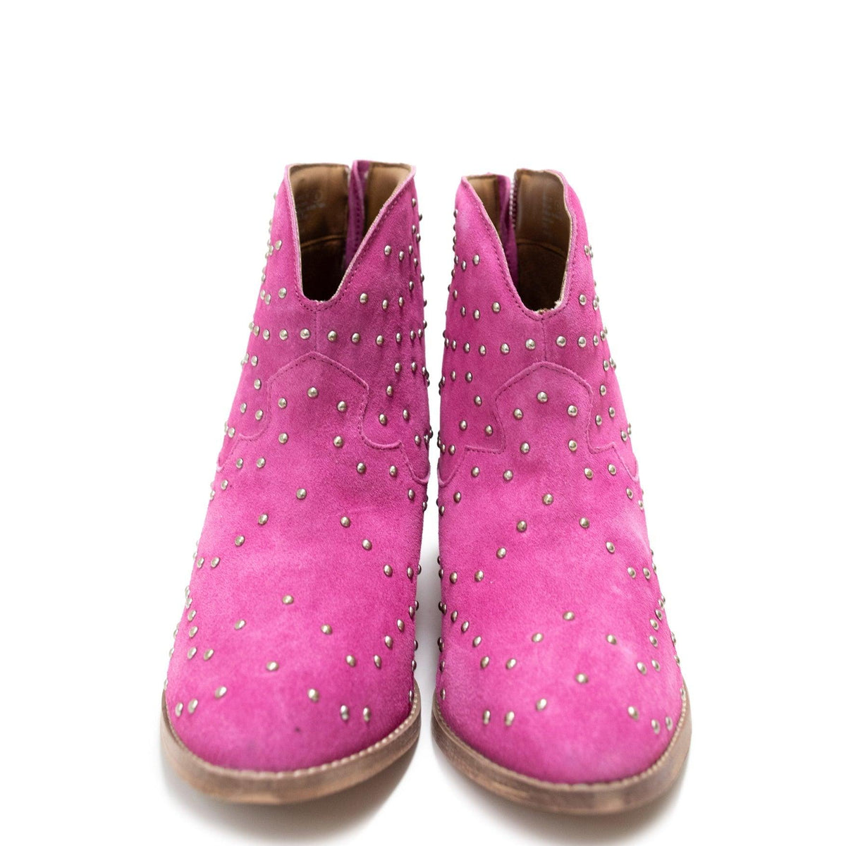 Twilight Studded Heeled Ankle Boot in Magenta - Three Mad Hatters Mercantile 