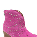 Twilight Studded Heeled Ankle Boot in Magenta