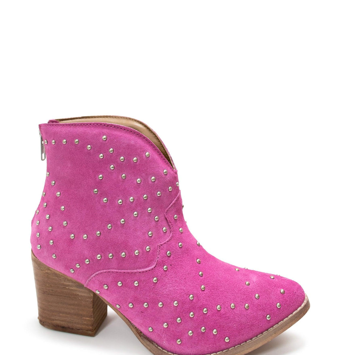Twilight Studded Heeled Ankle Boot in Magenta - Three Mad Hatters Mercantile 