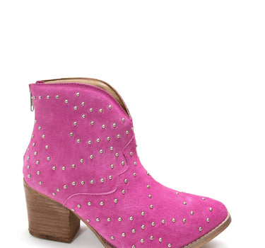 Twilight Studded Heeled Ankle Boot in Magenta