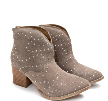 Twilight Studded Heeled Ankle Boot in Taupe