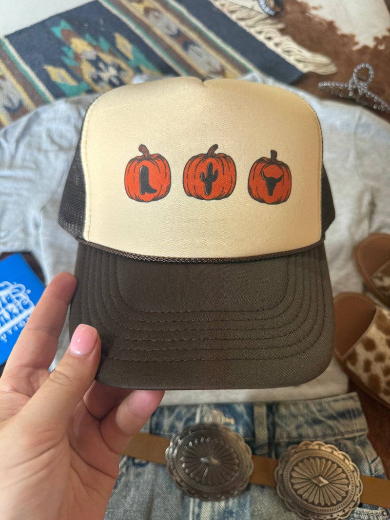 Western Pumpkins Trucker Hat Hats   