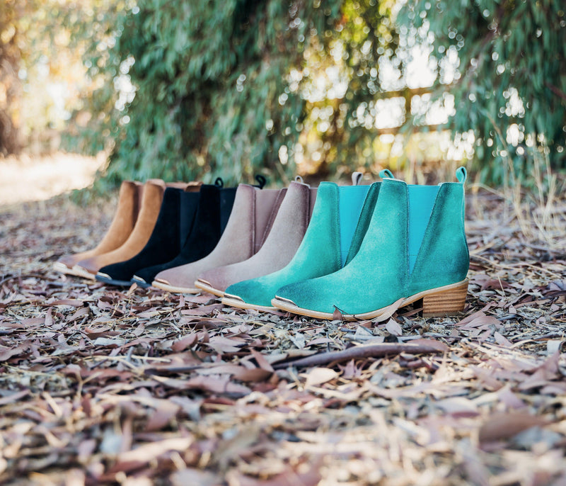Wylie Suede Ankle Boot in Taupe - Three Mad Hatters Mercantile 