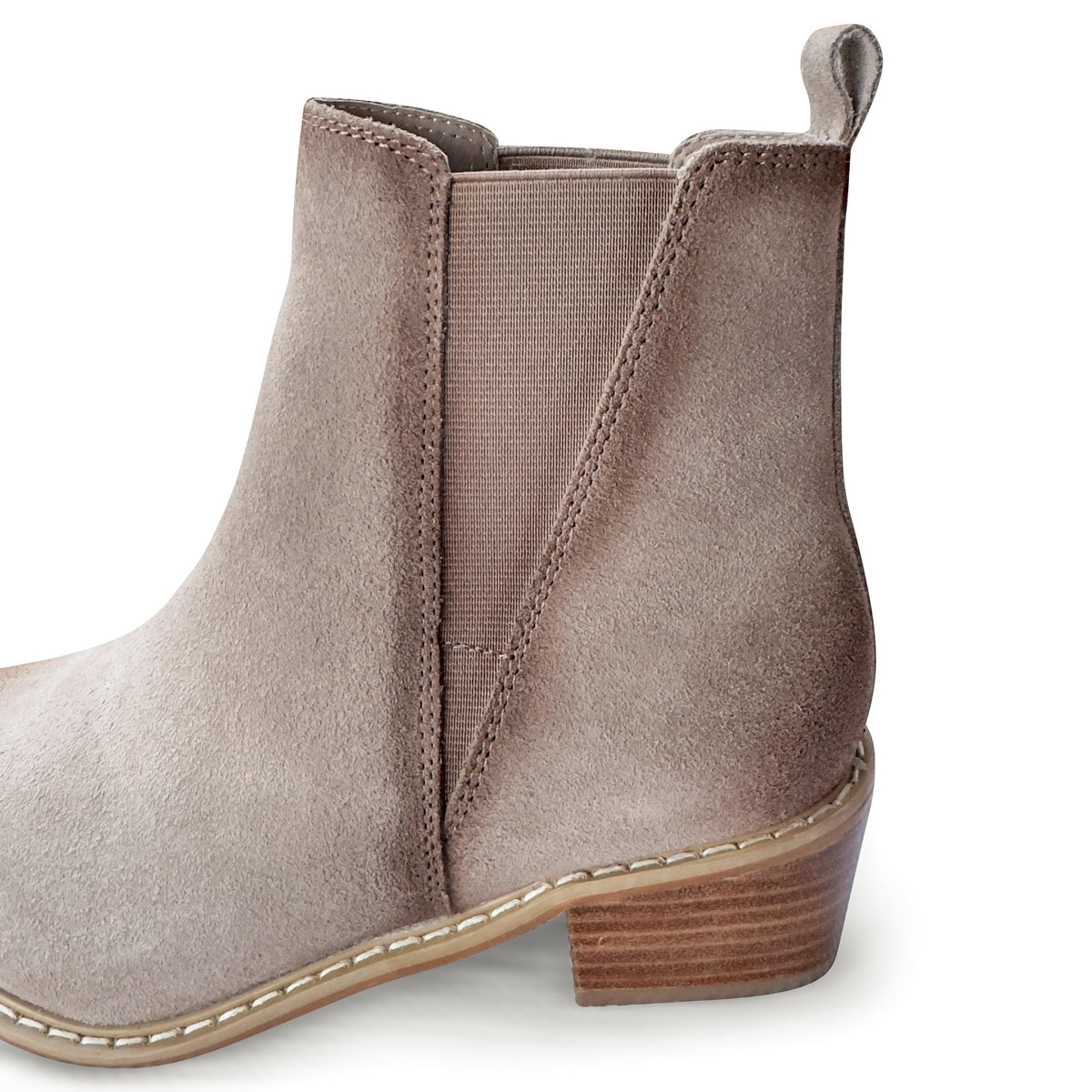 Wylie Suede Ankle Boot in Taupe - Three Mad Hatters Mercantile 