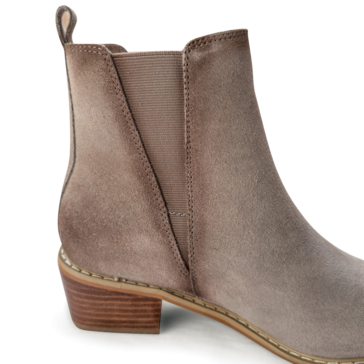 Wylie Suede Ankle Boot in Taupe - Three Mad Hatters Mercantile 