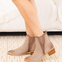 Wylie Suede Ankle Boot in Taupe