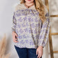 Hailey & Co Full Size Lace Detail Printed Blouse Long Sleeve Blouse   