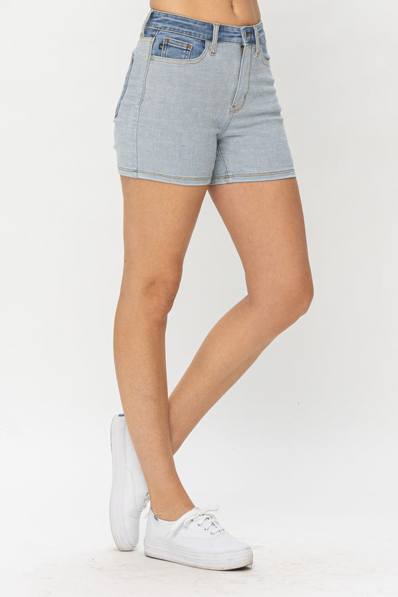 Judy Blue Full Size Color Block Denim Shorts Womens Denim Shorts   