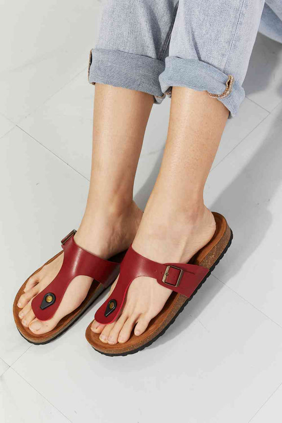 MMShoes Drift Away T-Strap Flip-Flop in Wine Womans Sandals   