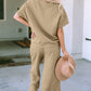 Double Take Texture Short Sleeve Top and Pants Set Womens Lounge Set   
