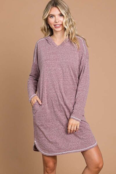 Culture Code Full Size Hooded Long Sleeve Sweater Dress Womens Hooded Dress   