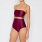 Marina West Swim Wave Break Contrast Trim One-Piece in Wine Womens Swimsuit   