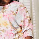 Double Take Floral Round Neck Three-Quarter Sleeve Top