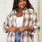 Double Take Plaid Dropped Shoulder Shirt Long Sleeve Shirt   