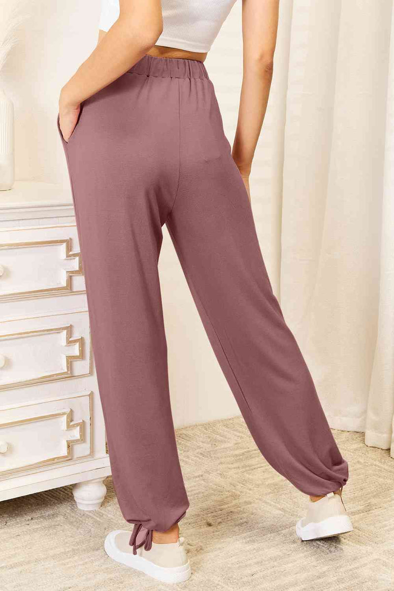 Basic Bae  Soft Rayon Drawstring Waist Pants with Pockets Drawstring Pants   