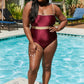 Marina West Swim Wave Break Contrast Trim One-Piece in Wine Womens Swimsuit   