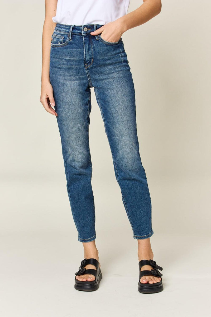 Judy Blue Full Size Tummy Control High Waist Slim Jeans - Three Mad Hatters Mercantile 