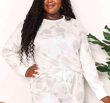 Double Take Floral Long Sleeve Top and Shorts Loungewear Set