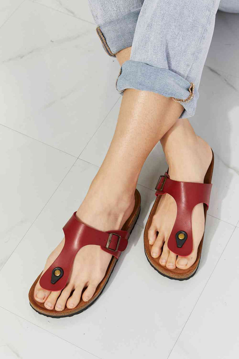 MMShoes Drift Away T-Strap Flip-Flop in Wine Womans Sandals   