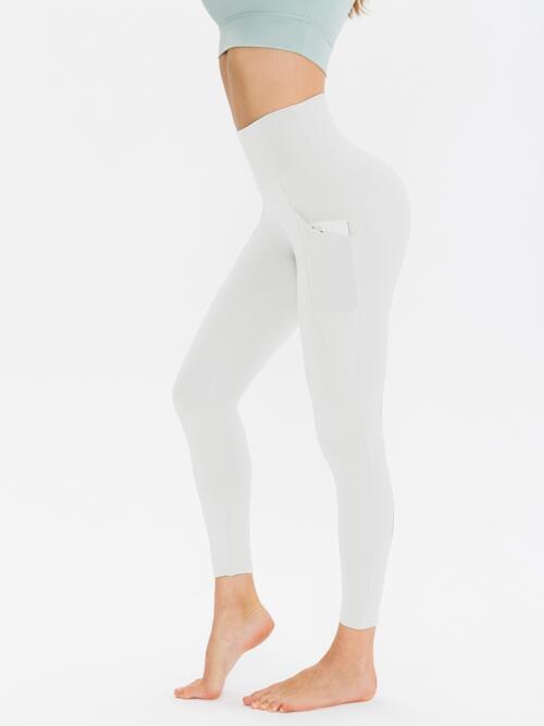 Wide Waistband Sports Leggings Womens Leggings White S 