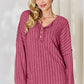 Basic Bae Full Size Ribbed Half Button Long Sleeve T-Shirt Womens Long Sleeve Shirt Hot Pink S 