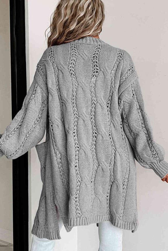 Cable-Knit Dropped Shoulder Cardigan Cardigan   