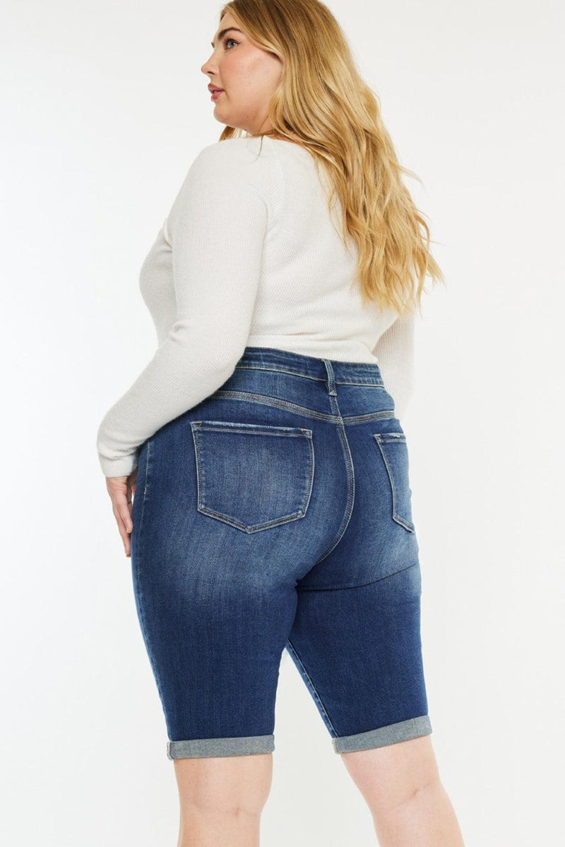 Kancan Full Size Cat's Whiskers Button Fly Denim Shorts - Three Mad Hatters Mercantile 