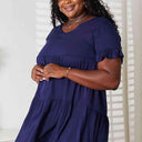 Double Take V-Neck Flounce Sleeve Tiered Dress