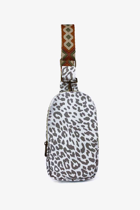 Printed PU Leather Sling Bag Sling Bag Gray Leopard One Size 